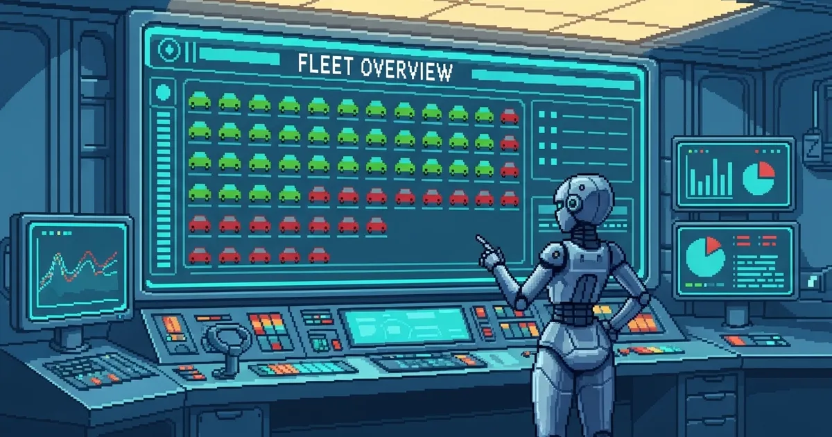 The command center — fleet status at a glance, green for active, red for idle